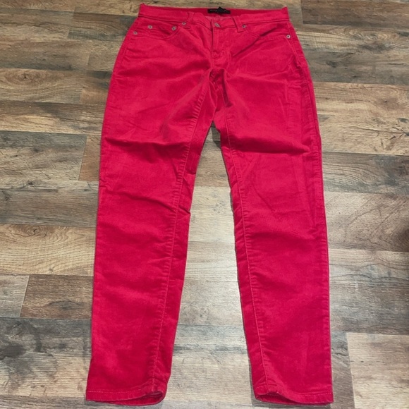 Banana Republic Mr Skinny Fit Velvet Russian Red Pants.  Size 6 - Picture 7 of 10